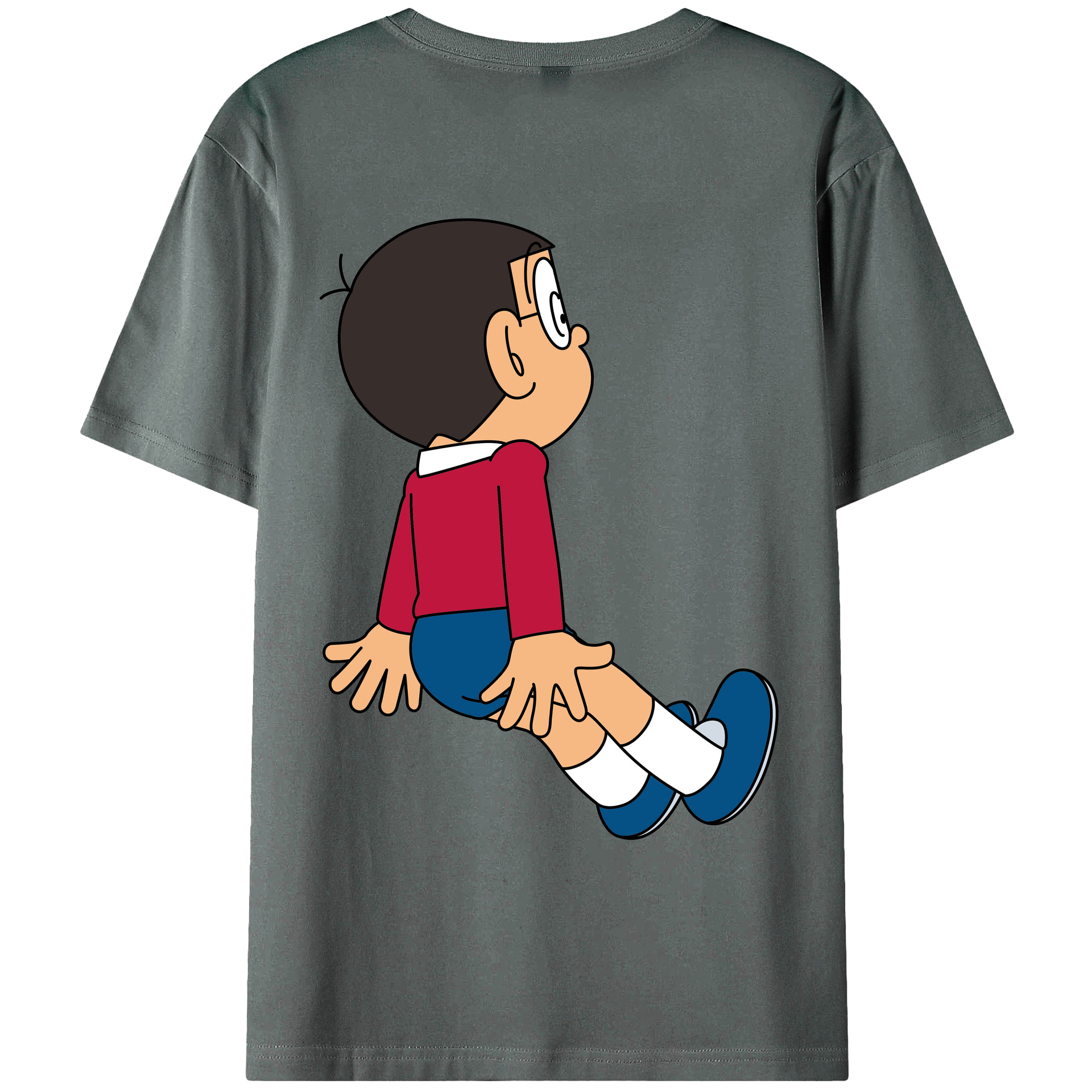 （画像用） ドラえもん 野比 のび太 Doraemon Nobita Nobi 綿100％ メンズ半袖Tシャツ（バックプリント） 通気性